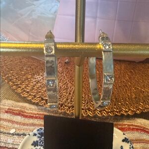 Chic Silver and Blue Hoop Earrings